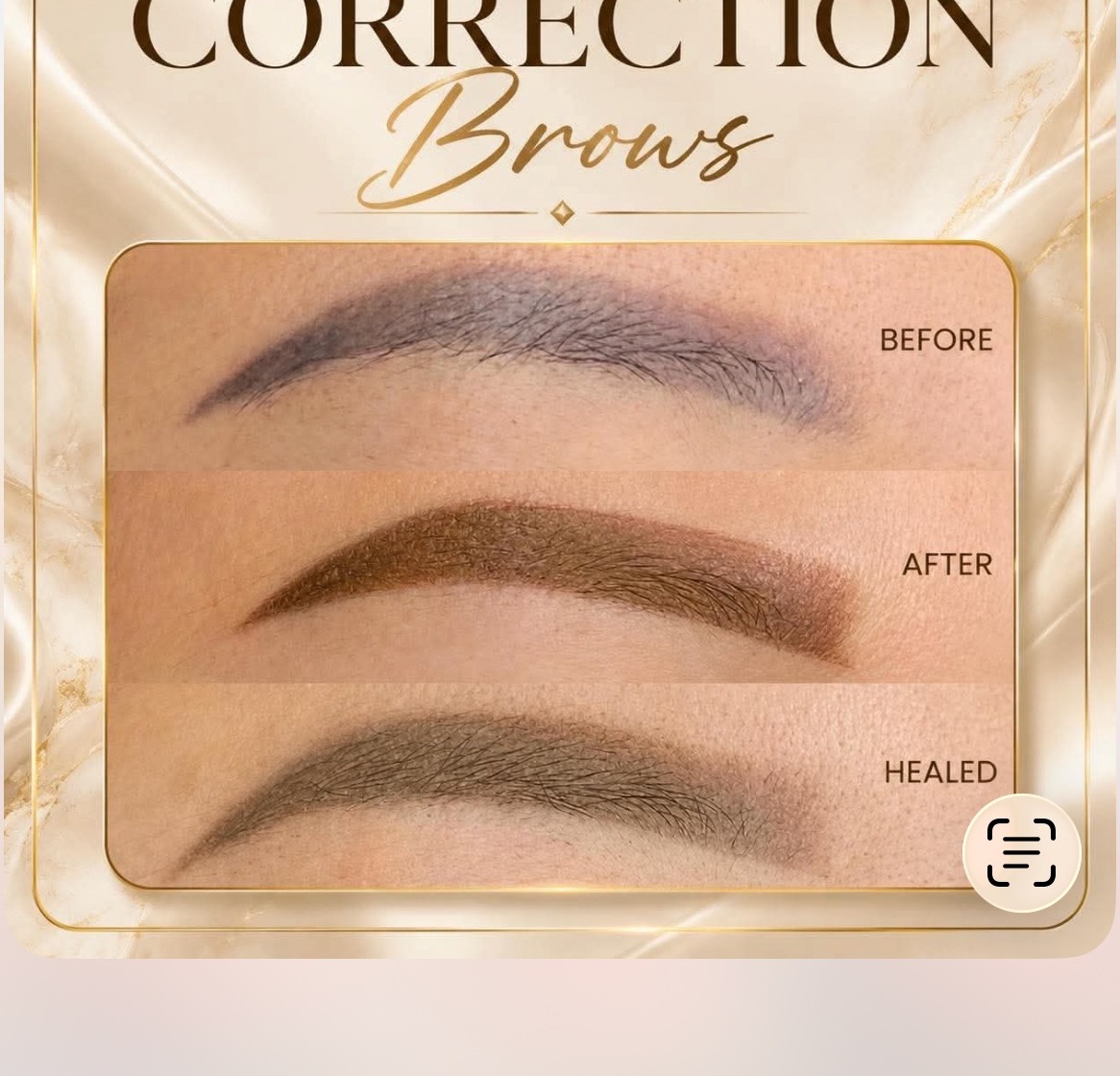 Eyebrows Correction before, after and healed results by Sheila